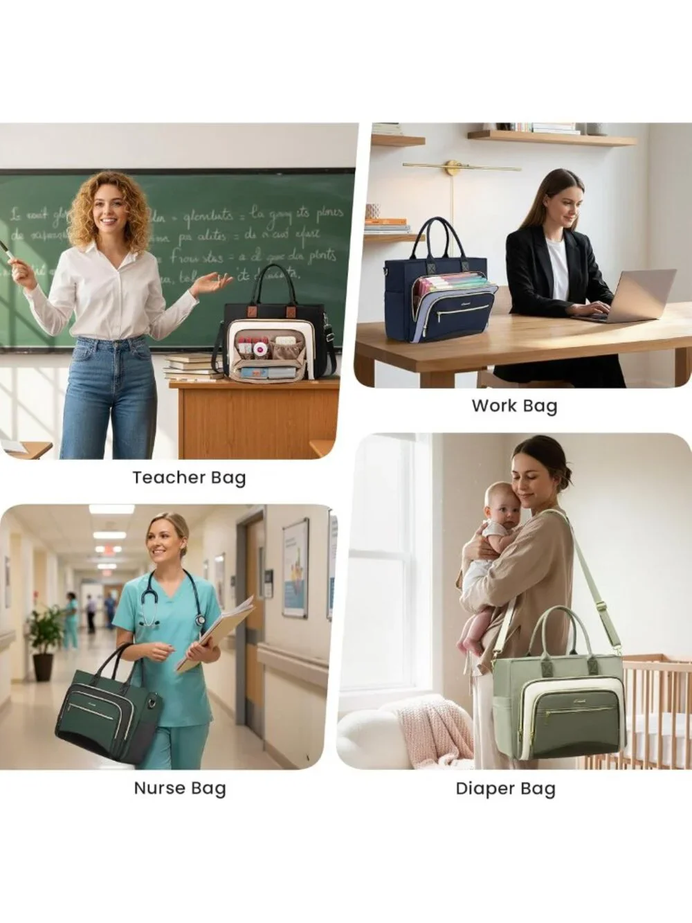 Stylish Work Tote Bag for Women | Laptop & File Organizer | Perfect Teacher Bag